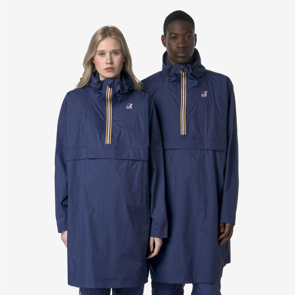 Cobalt blue Unisex Waterproof Poncho Jacket with Packable Design 02