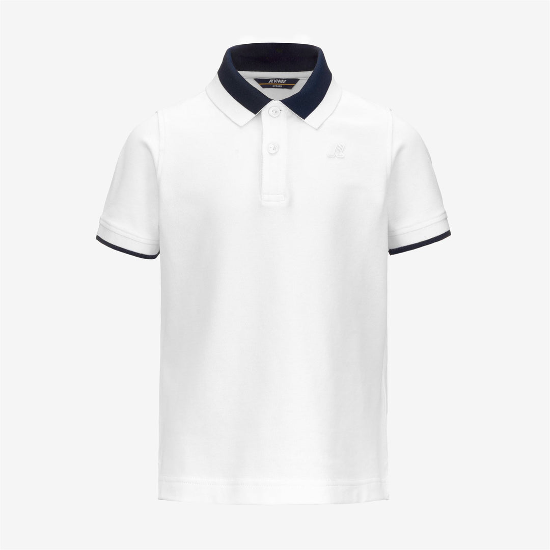 Grey White Boy's Stretch Piqué Polo Shirt for City Wear 01