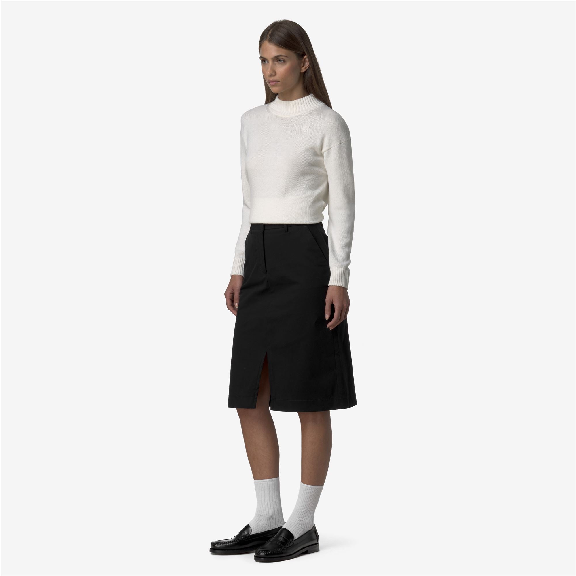 Skirts_WOMAN_MAEVE TWILL TECH PEACH_Longuette_Black Pure - Black Pure - Commercial 5