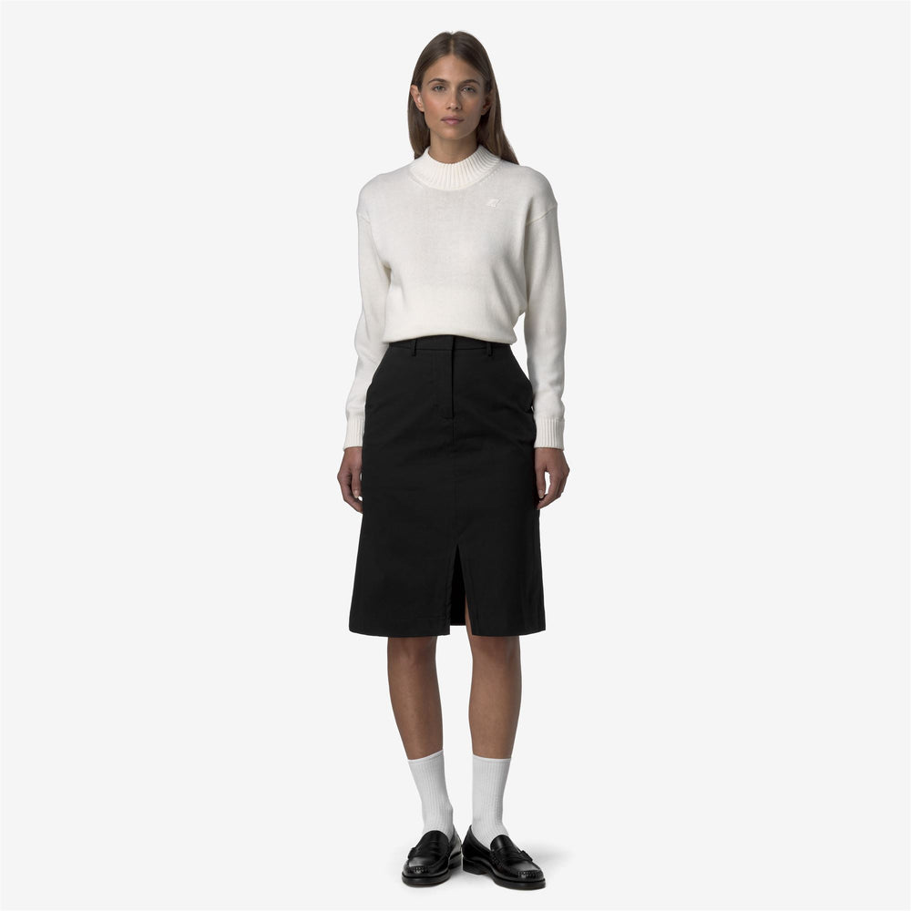 Gonna midi nera da donna a trapezio con chiusura a zip nascosta 02