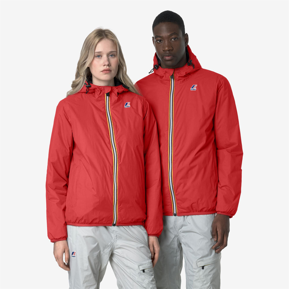 Red Unisex Mid-Length Insulated Jacket with Weather Resistance 02