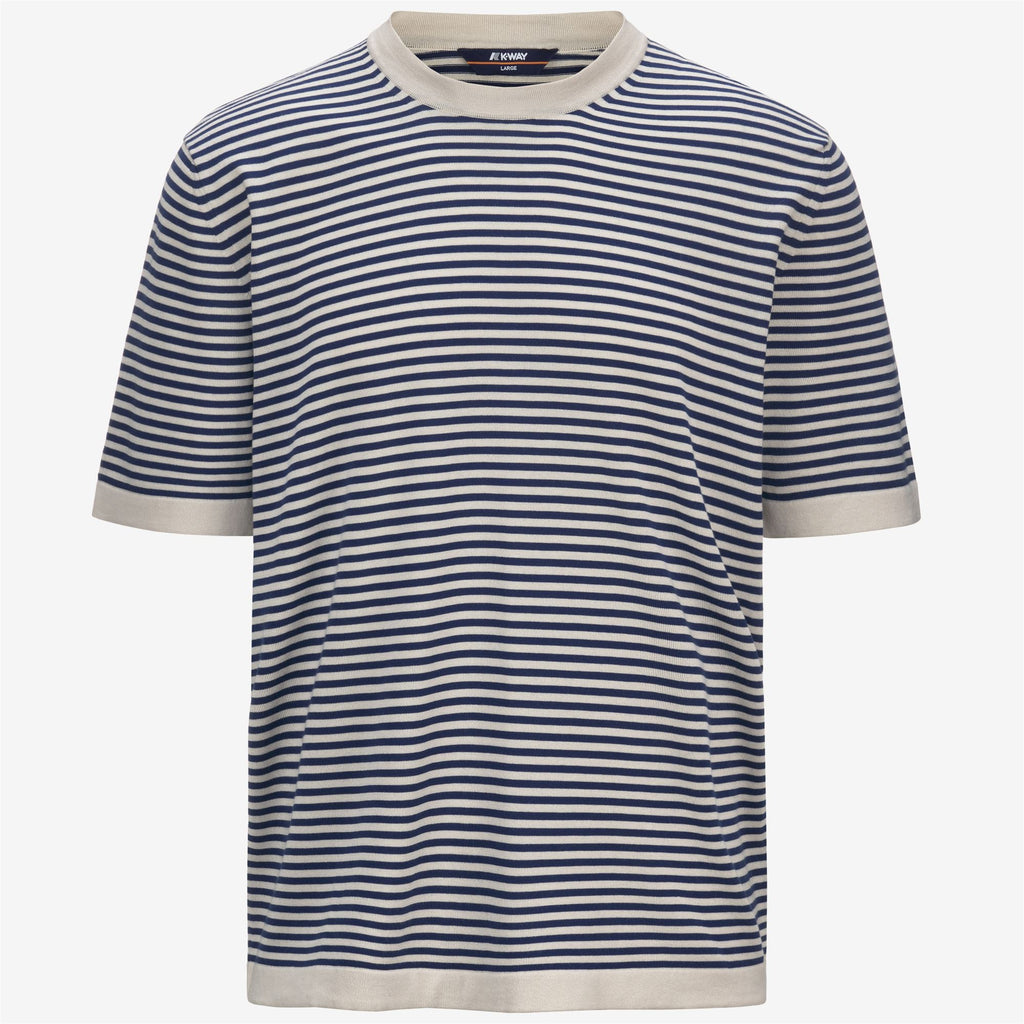 Knitwear_MAN_COMBE STRIPES_Pull Over_BEIGE LT - Blue Depths - Commercial 1