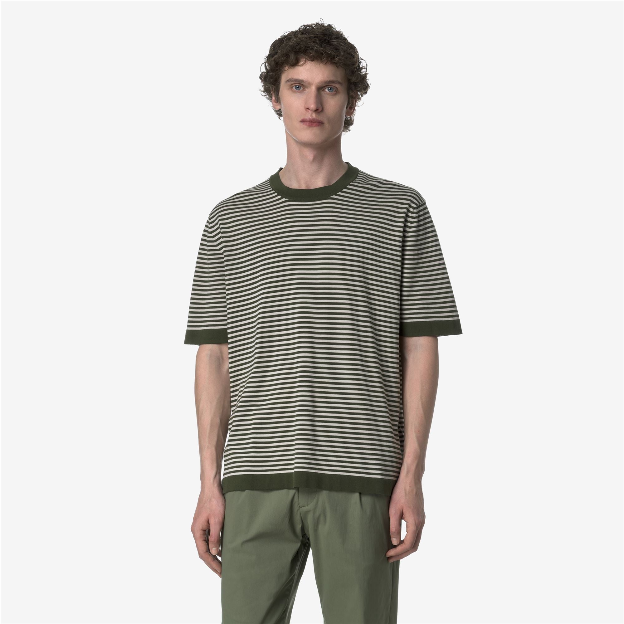 Knitwear_MAN_COMBE STRIPES_Pull Over_Green Africa - BEIGE LT - Commercial 4