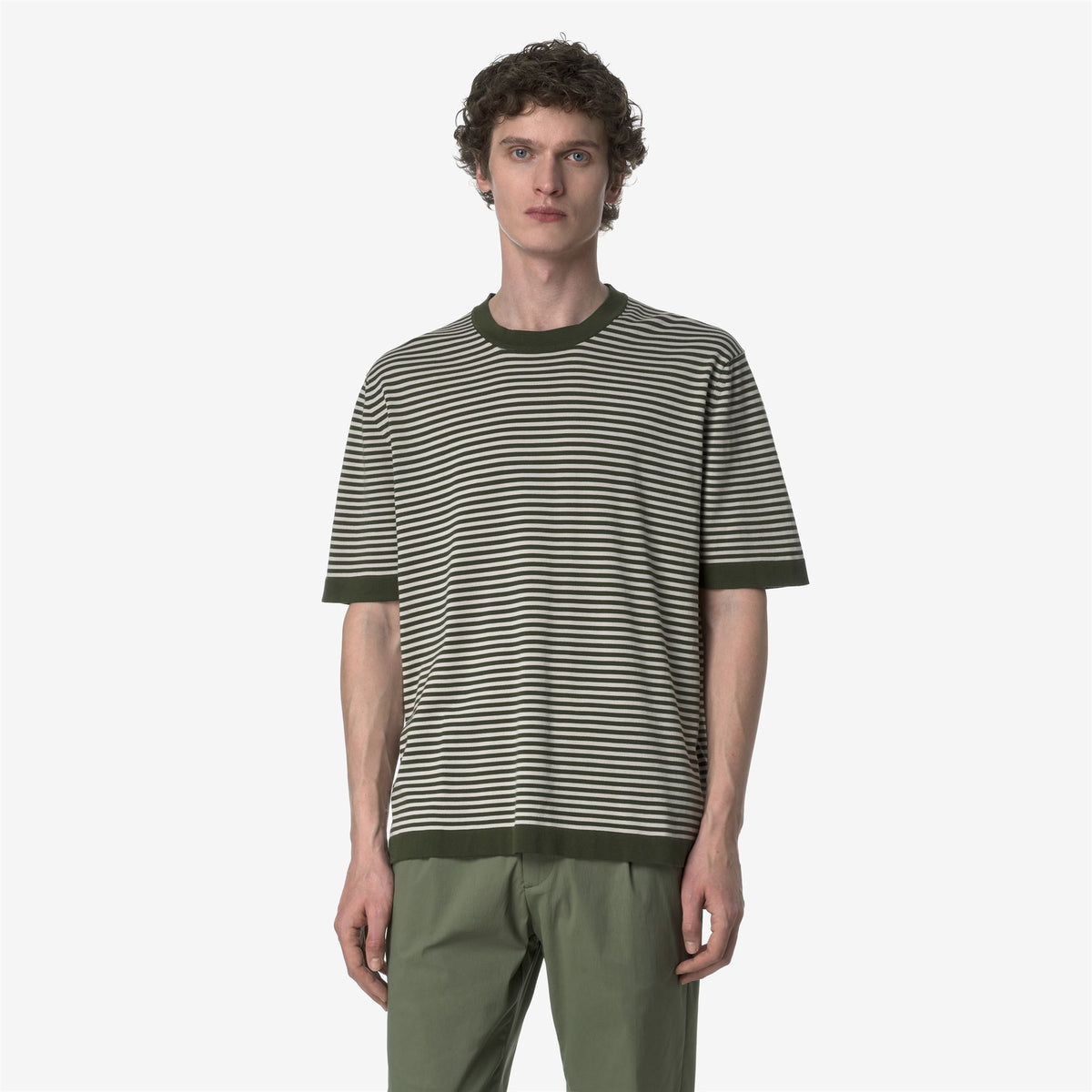 Knitwear_MAN_COMBE STRIPES_Pull Over_Green Africa - BEIGE LT - Commercial 4
