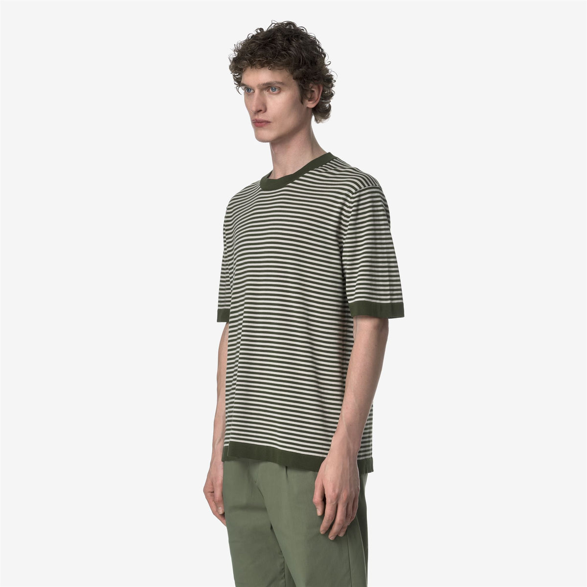 Knitwear_MAN_COMBE STRIPES_Pull Over_Green Africa - BEIGE LT - Commercial 5