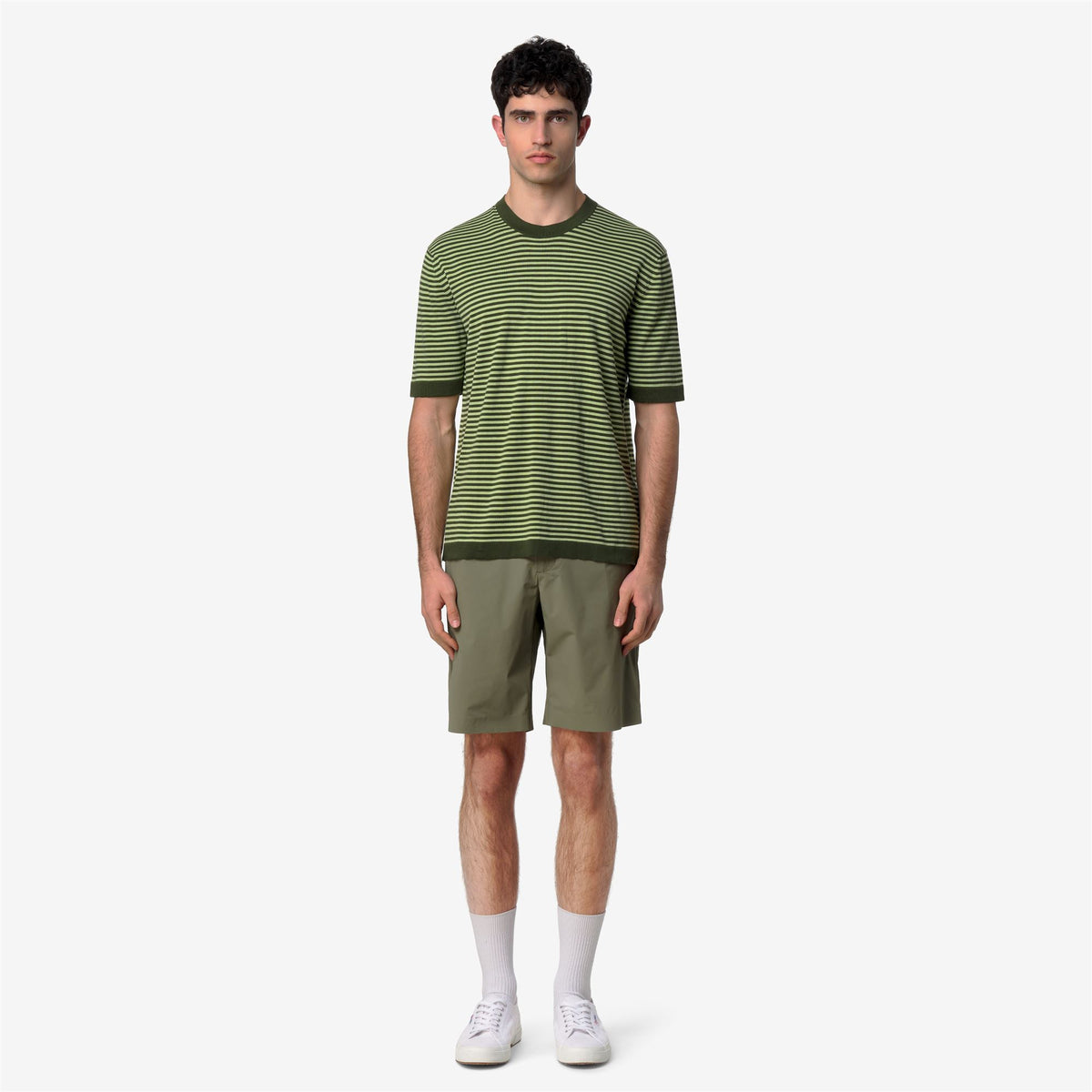 Knitwear_Man_COMBE STRIPES_Pull Over_Green Africa - Green Leaf - Commercial 4