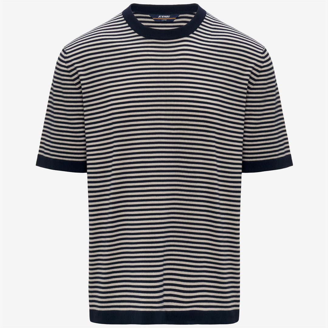 COMBE STRIPES - KNITWEAR - Pull  Over - Man - BLUE DEPTH-BEIGE LT 01