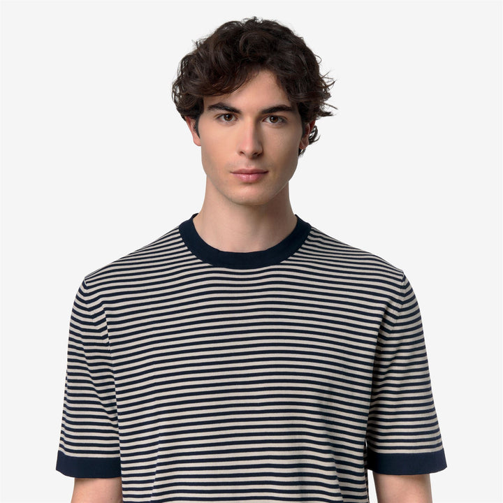 COMBE STRIPES - KNITWEAR - Pull  Over - Man - BLUE DEPTH-BEIGE LT 2