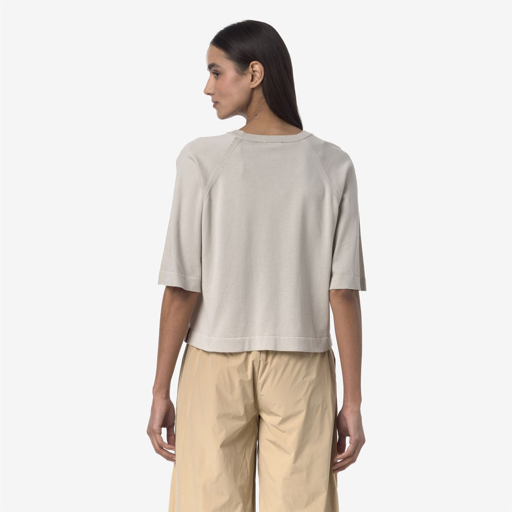 Beige Grey Women's Cropped Knit Pullover Sweater for City Wear 02