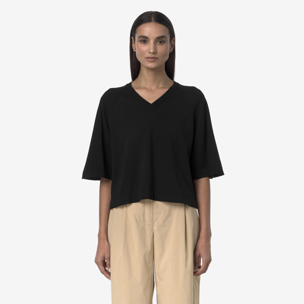 Grey Black Women's Cropped Knit Pullover Sweater for City Wear 02