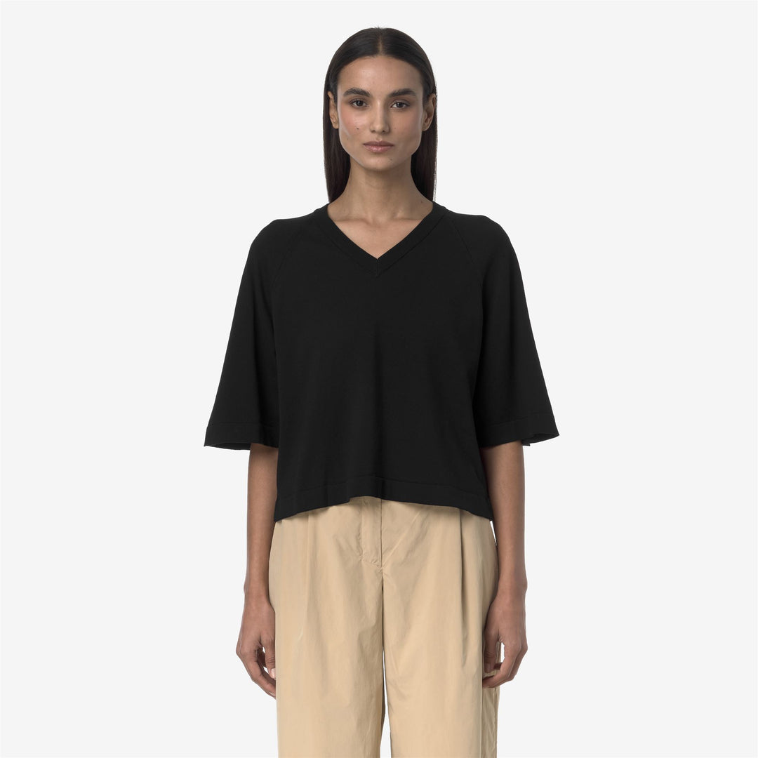 Grey Black Women's Cropped Knit Pullover Sweater for City Wear 01
