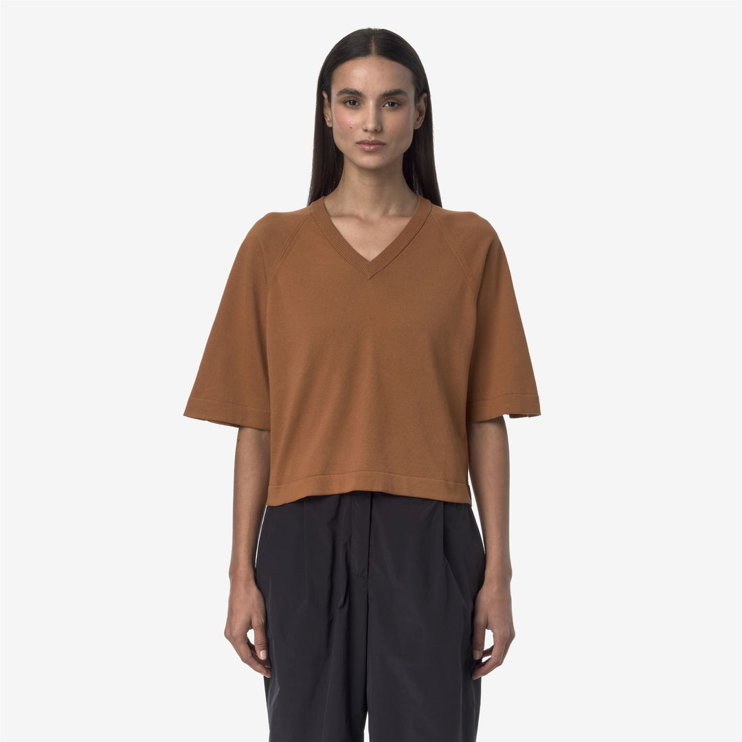 Brown Orange Women's Knitwear Pullover Sweater for City Wear 01