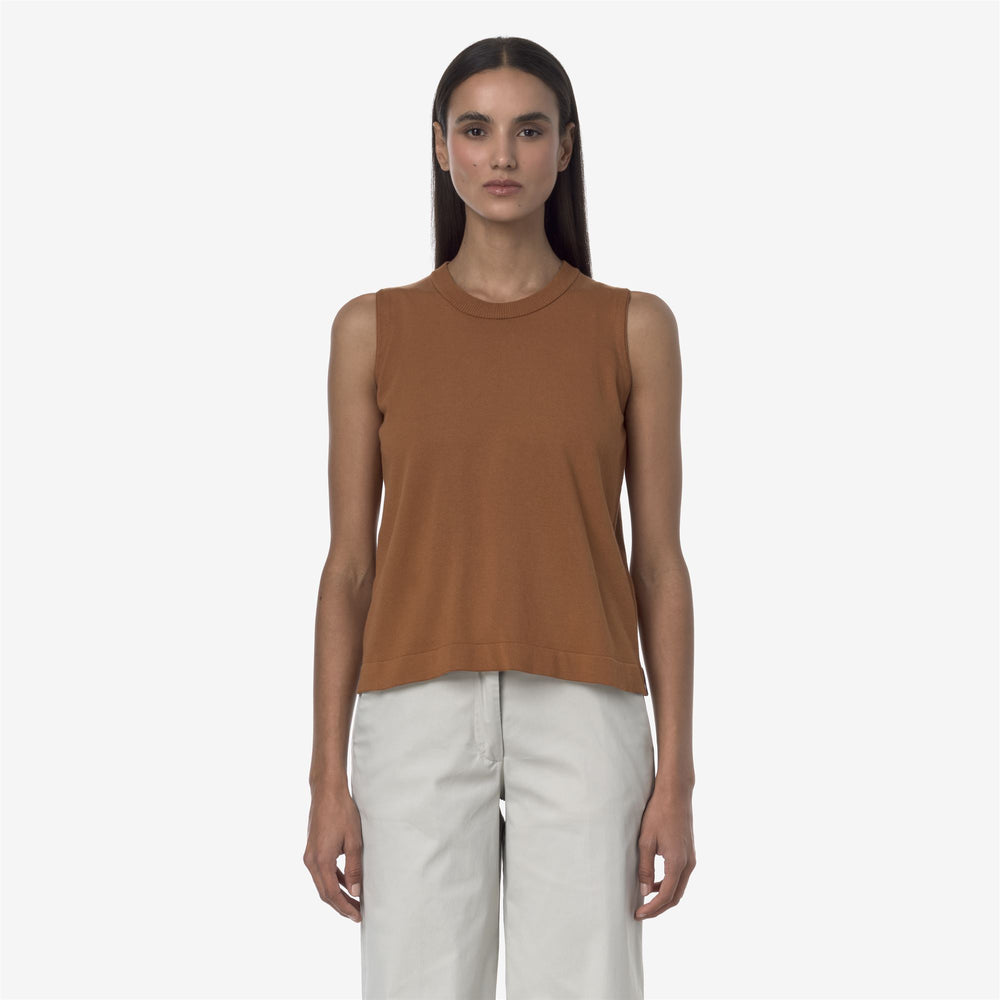 Brown Orange Women's Knit Vest for City Wear 02