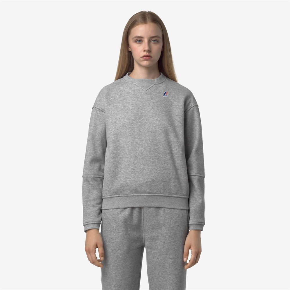 Grey Women's Brushed Cotton Fleece Crewneck Jumper 02