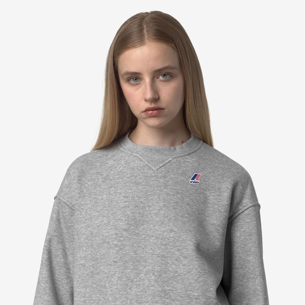 Grey Women's Brushed Cotton Fleece Crewneck Jumper 02