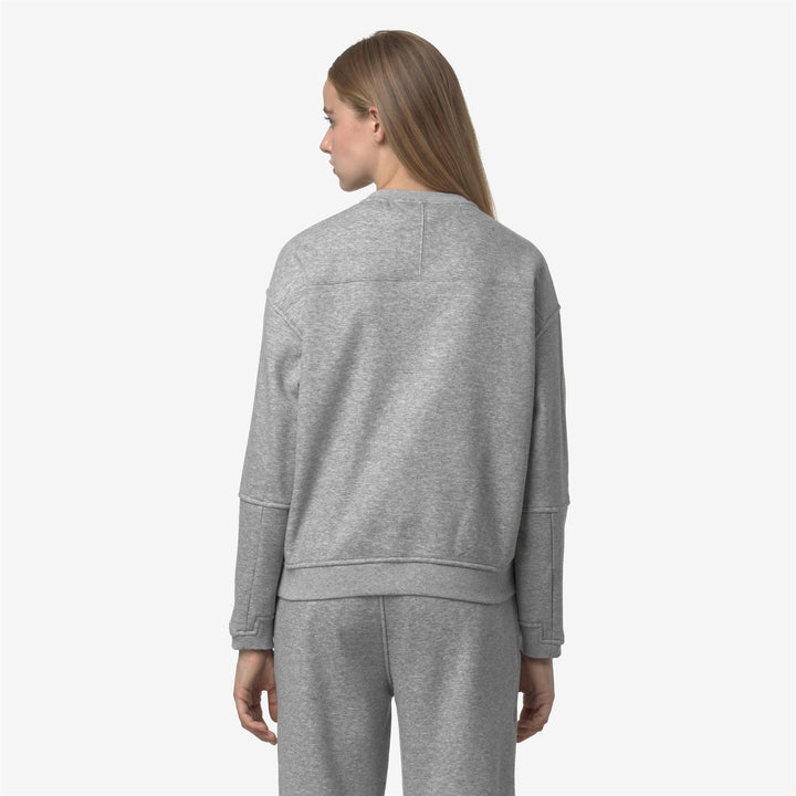Maglione girocollo in pile di cotone spazzolato grigio da donna 5