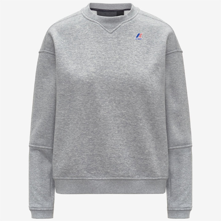 Maglione girocollo in pile di cotone spazzolato grigio da donna 1