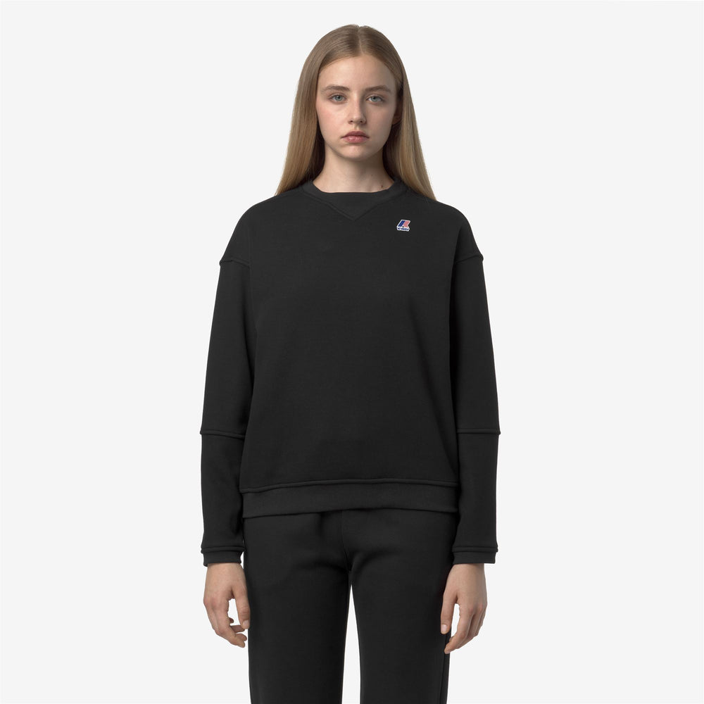 Black Women's Fleece Crewneck Jumper for Outdoor Activities 02