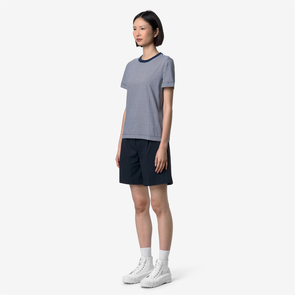 T-Shirts & Top_Woman_ELODIE SLIMLINE JERSEY_T-Shirt_White - Blue Insignia - Commercial 5