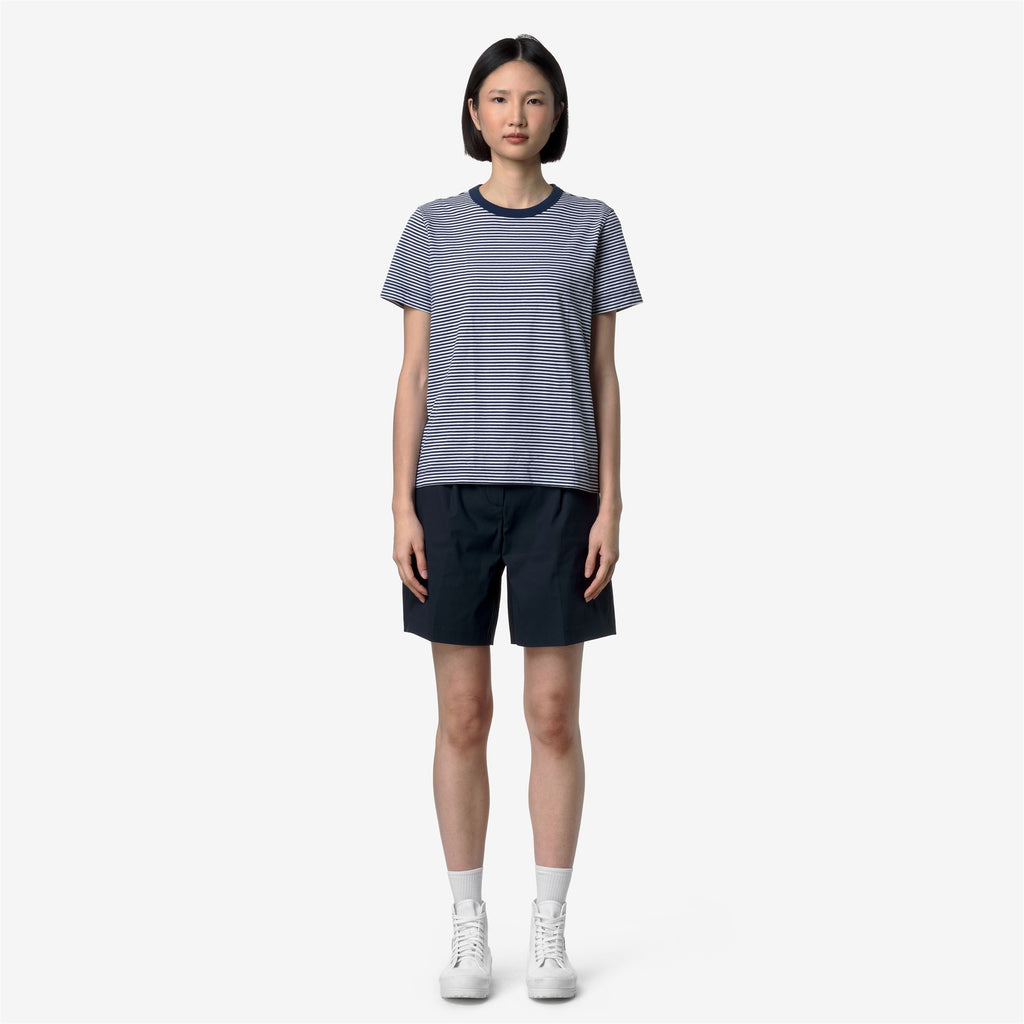 T-Shirts & Top_Woman_ELODIE SLIMLINE JERSEY_T-Shirt_White - Blue Insignia - Commercial 4