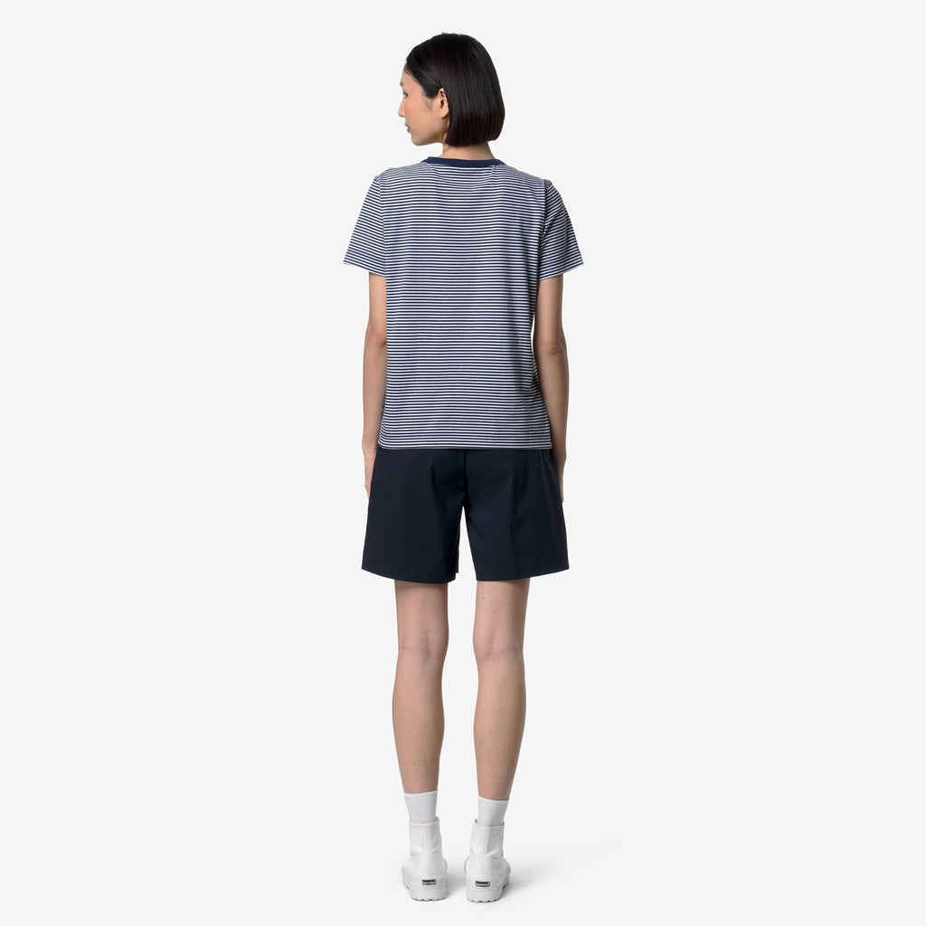 T-Shirts & Top_Woman_ELODIE SLIMLINE JERSEY_T-Shirt_White - Blue Insignia - Commercial 6