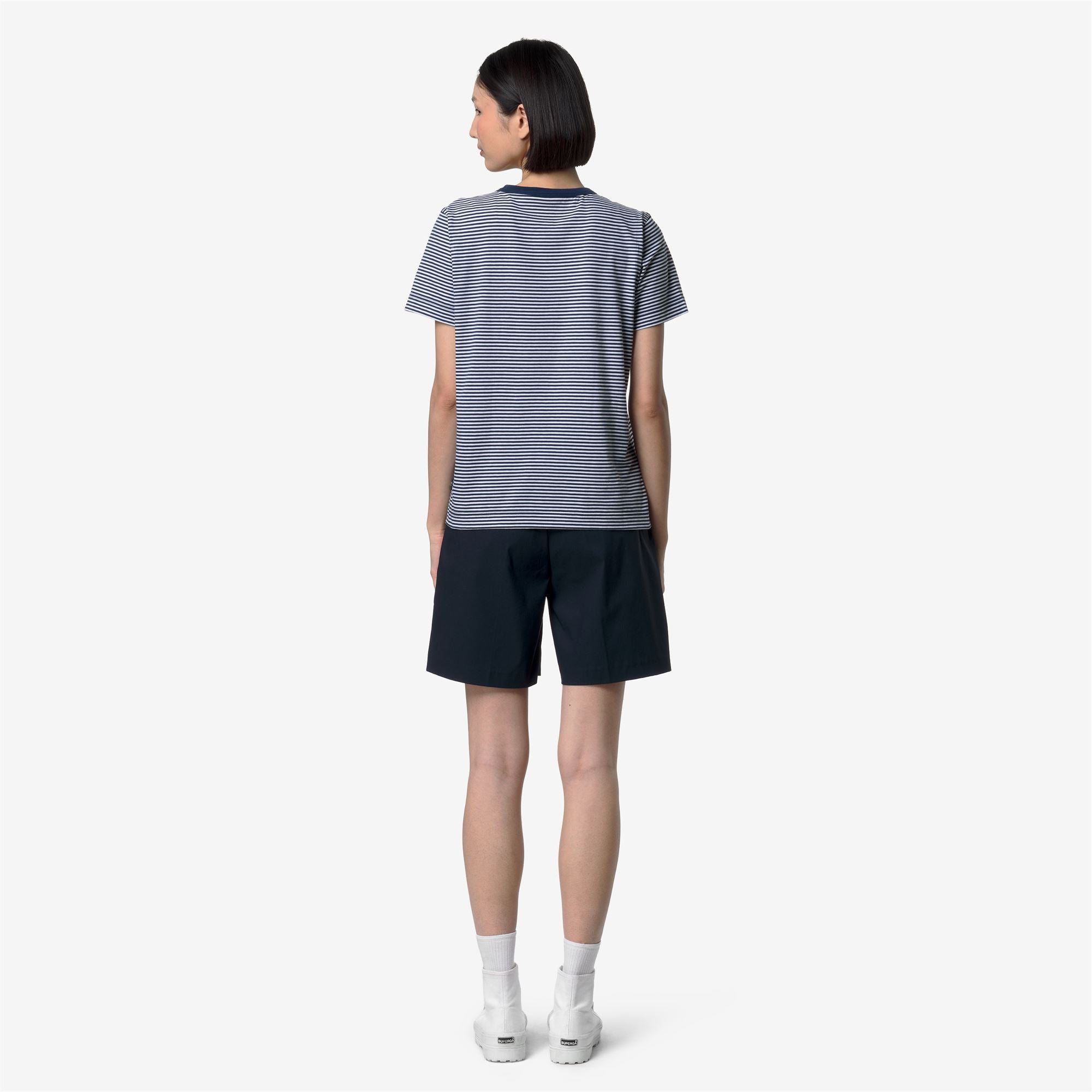 T-Shirts & Top_Woman_ELODIE SLIMLINE JERSEY_T-Shirt_White - Blue Insignia - Commercial 6