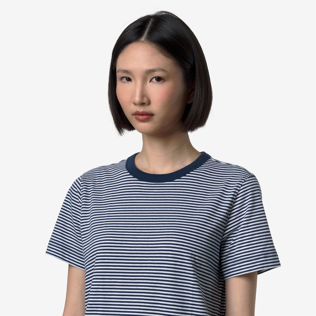 T-Shirts & Top_Woman_ELODIE SLIMLINE JERSEY_T-Shirt_White - Blue Insignia - Commercial 7