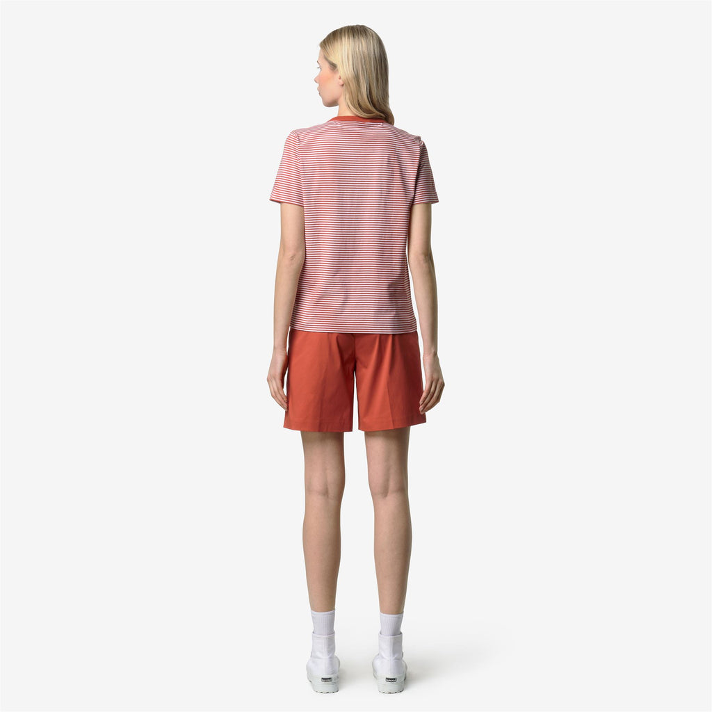 T-Shirts & Top_Woman_ELODIE SLIMLINE JERSEY_T-Shirt_White - Orange Brownish - Commercial 6