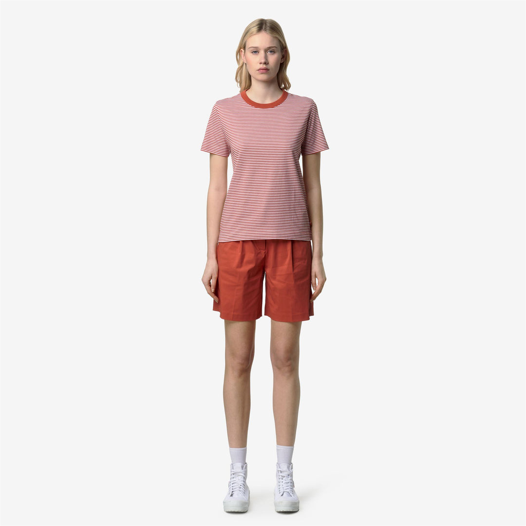 ELODIE SLIMLINE JERSEY - T-ShirtsTop - T-Shirt - Donna - WHITE-ORANGE BROWNISH main