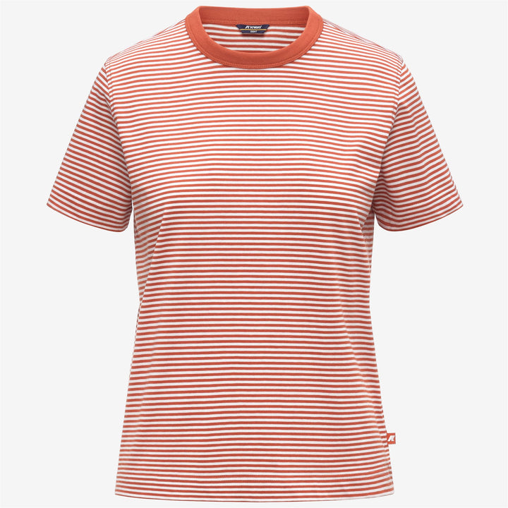 ELODIE SLIMLINE JERSEY - T-ShirtsTop - T-Shirt - Donna - WHITE-ORANGE BROWNISH 1