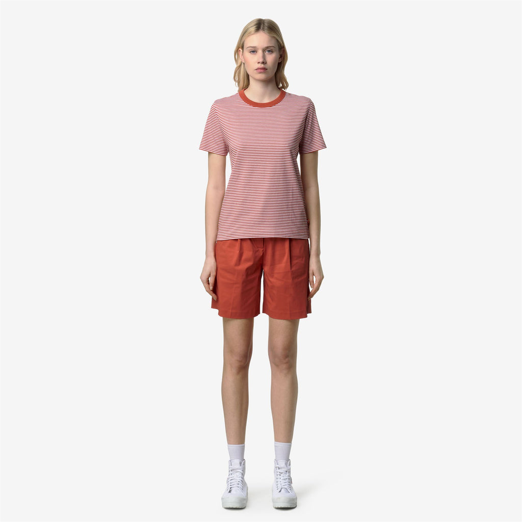 T-Shirts & Top_Woman_ELODIE SLIMLINE JERSEY_T-Shirt_White - Orange Brownish - Commercial 4