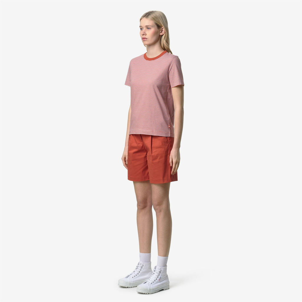 T-Shirts & Top_Woman_ELODIE SLIMLINE JERSEY_T-Shirt_White - Orange Brownish - Commercial 5