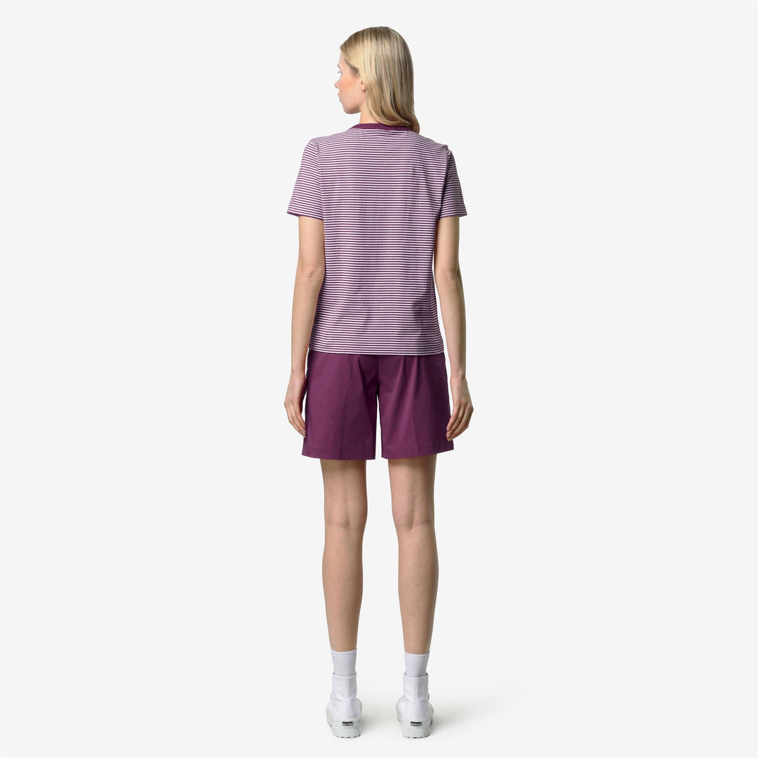 ELODIE SLIMLINE JERSEY - T-ShirtsTop - T-Shirt - Woman - WHITE-VIOLET MAUVE WINE main