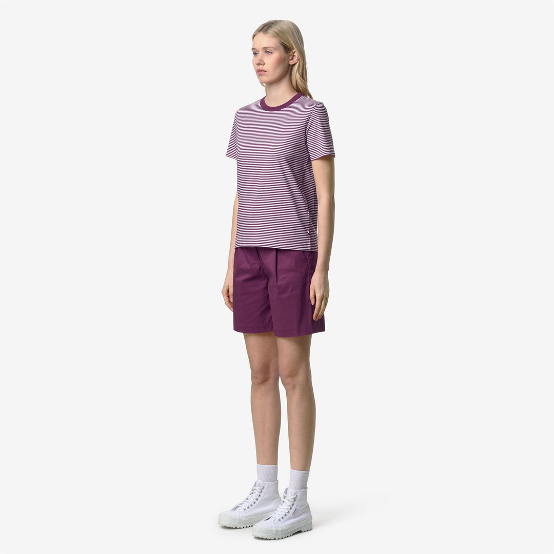 ELODIE SLIMLINE JERSEY - T-ShirtsTop - T-Shirt - Woman - WHITE-VIOLET MAUVE WINE main