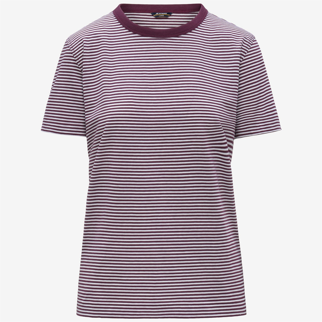 ELODIE SLIMLINE JERSEY - T-ShirtsTop - T-Shirt - Woman - WHITE-VIOLET MAUVE WINE 01