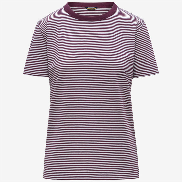 ELODIE SLIMLINE JERSEY - T-ShirtsTop - T-Shirt - Woman - WHITE-VIOLET MAUVE WINE 1