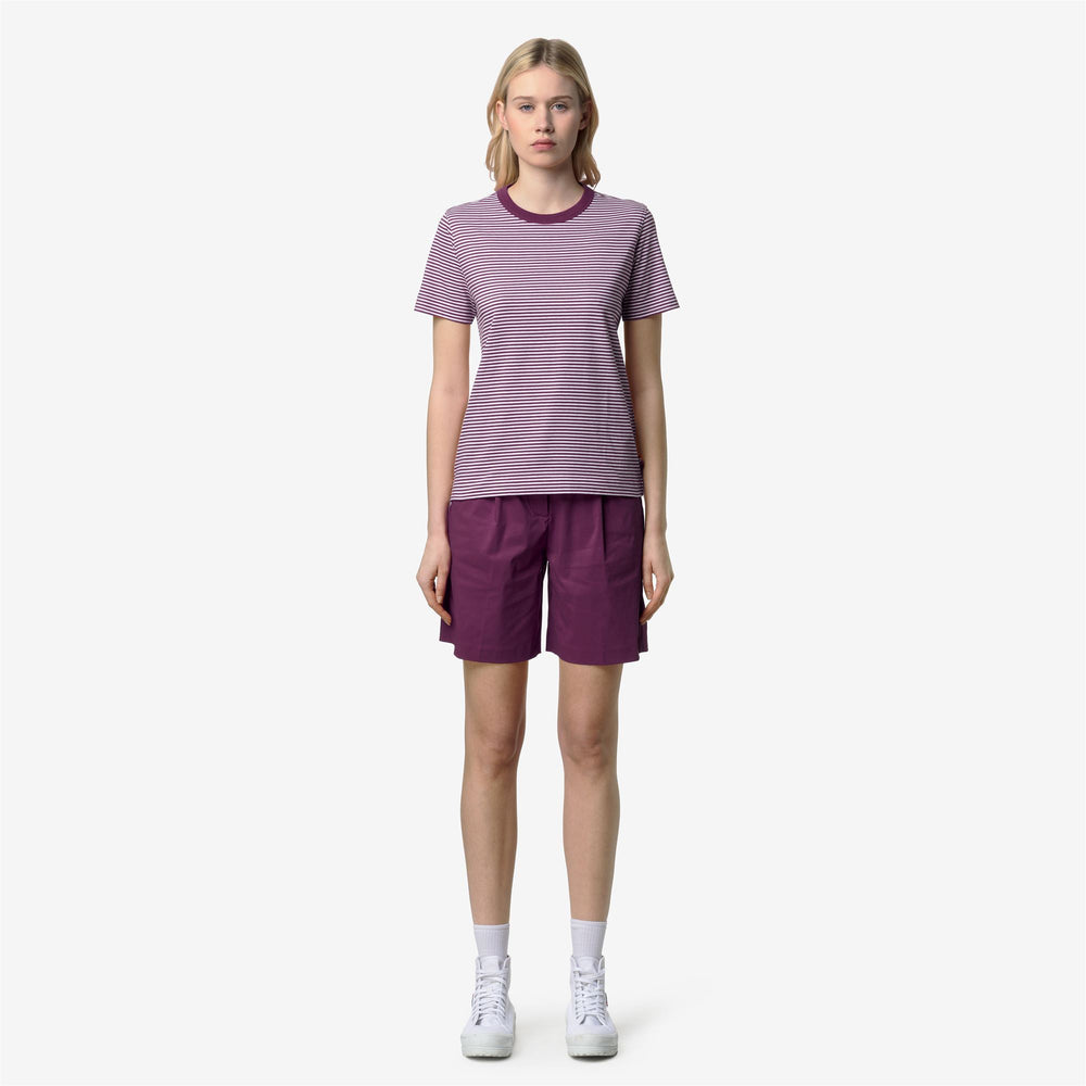 ELODIE SLIMLINE JERSEY - T-ShirtsTop - T-Shirt - Woman - WHITE-VIOLET MAUVE WINE 02