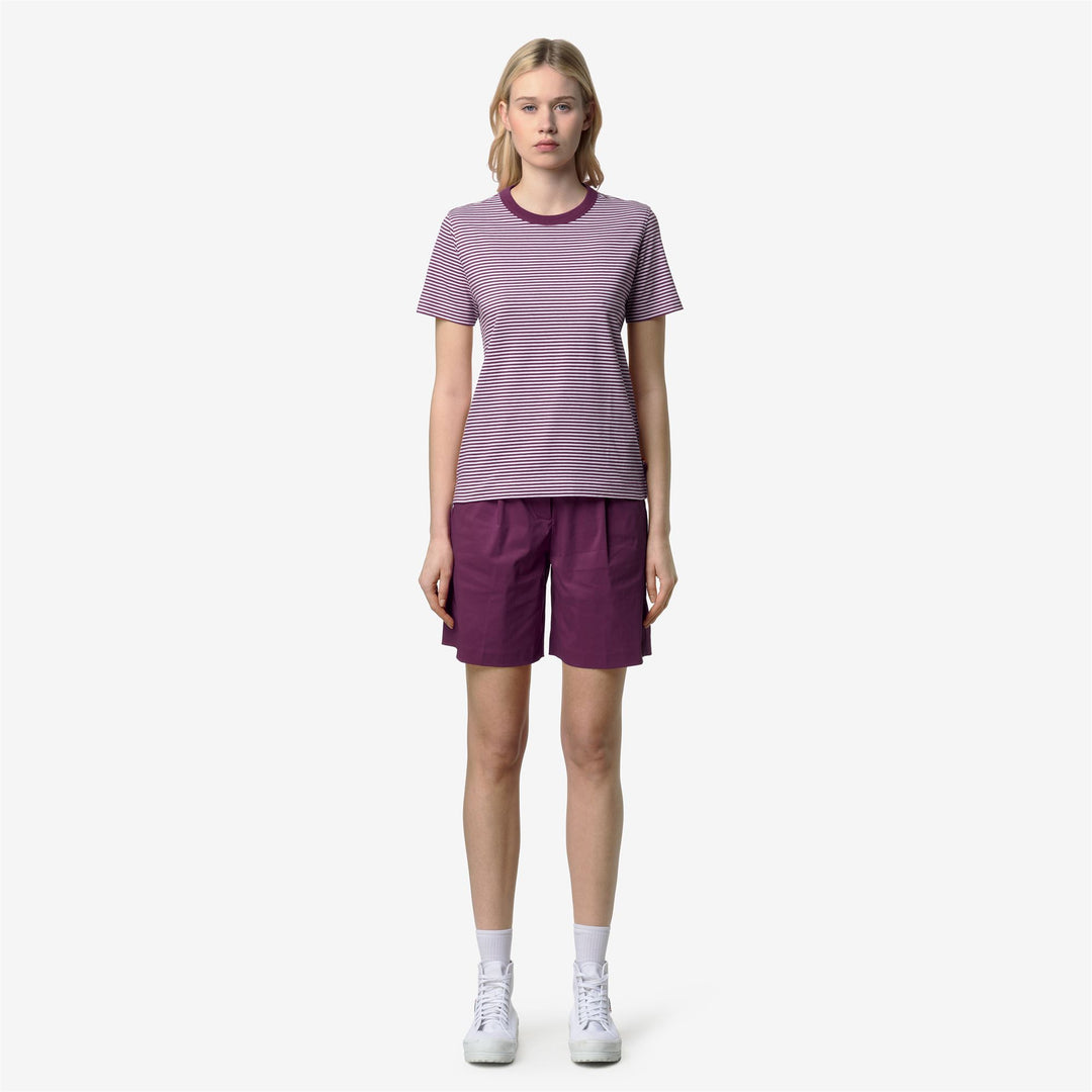 ELODIE SLIMLINE JERSEY - T-ShirtsTop - T-Shirt - Woman - WHITE-VIOLET MAUVE WINE main