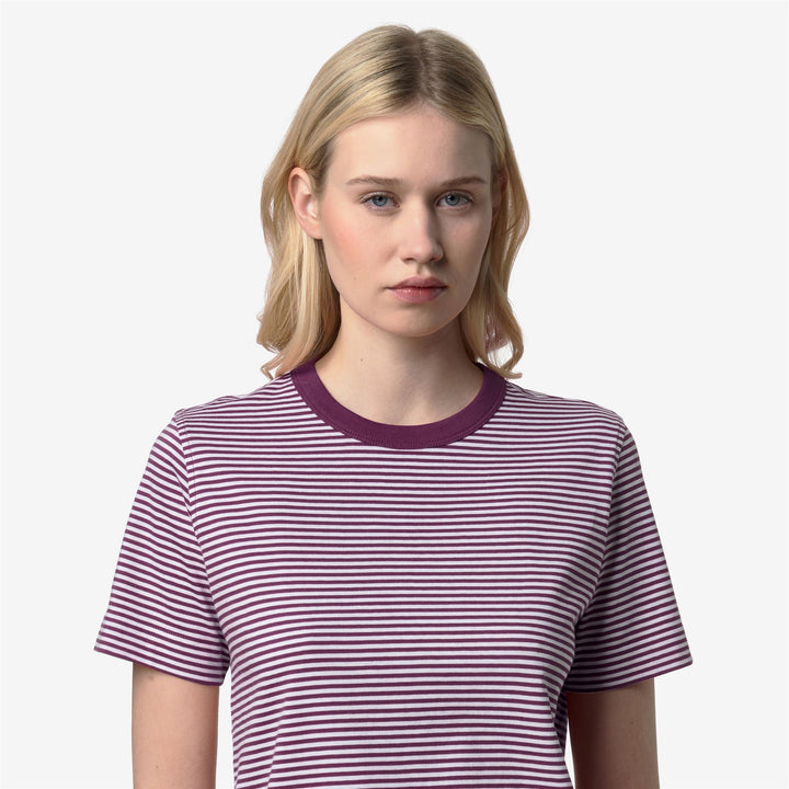 ELODIE SLIMLINE JERSEY - T-ShirtsTop - T-Shirt - Woman - WHITE-VIOLET MAUVE WINE 2