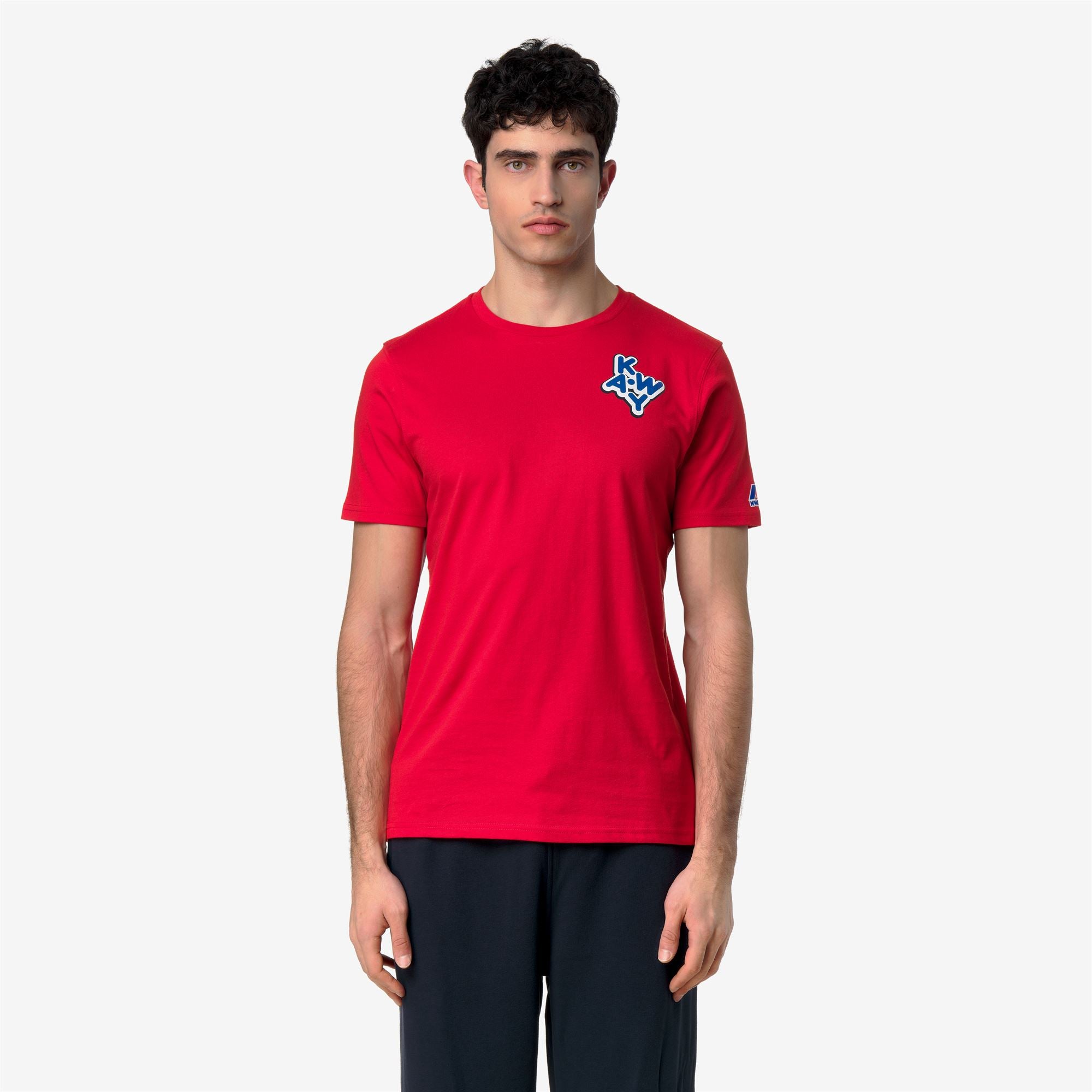 T-Shirts & Top_UNISEX_LEONIDE SCATTERED LETTERING_T-Shirt_Red - Commercial 4