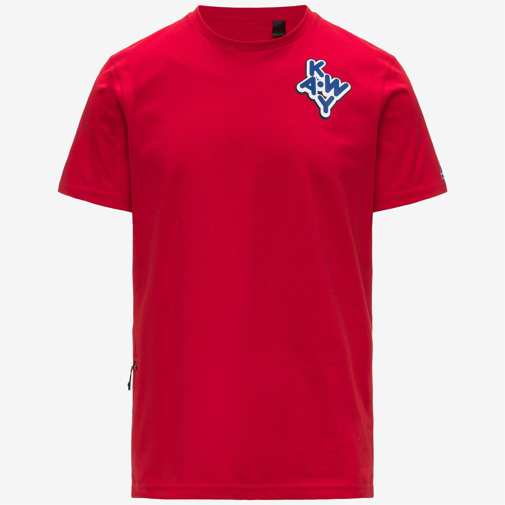 T-Shirts & Top_UNISEX_LEONIDE SCATTERED LETTERING_T-Shirt_Red - Commercial 1