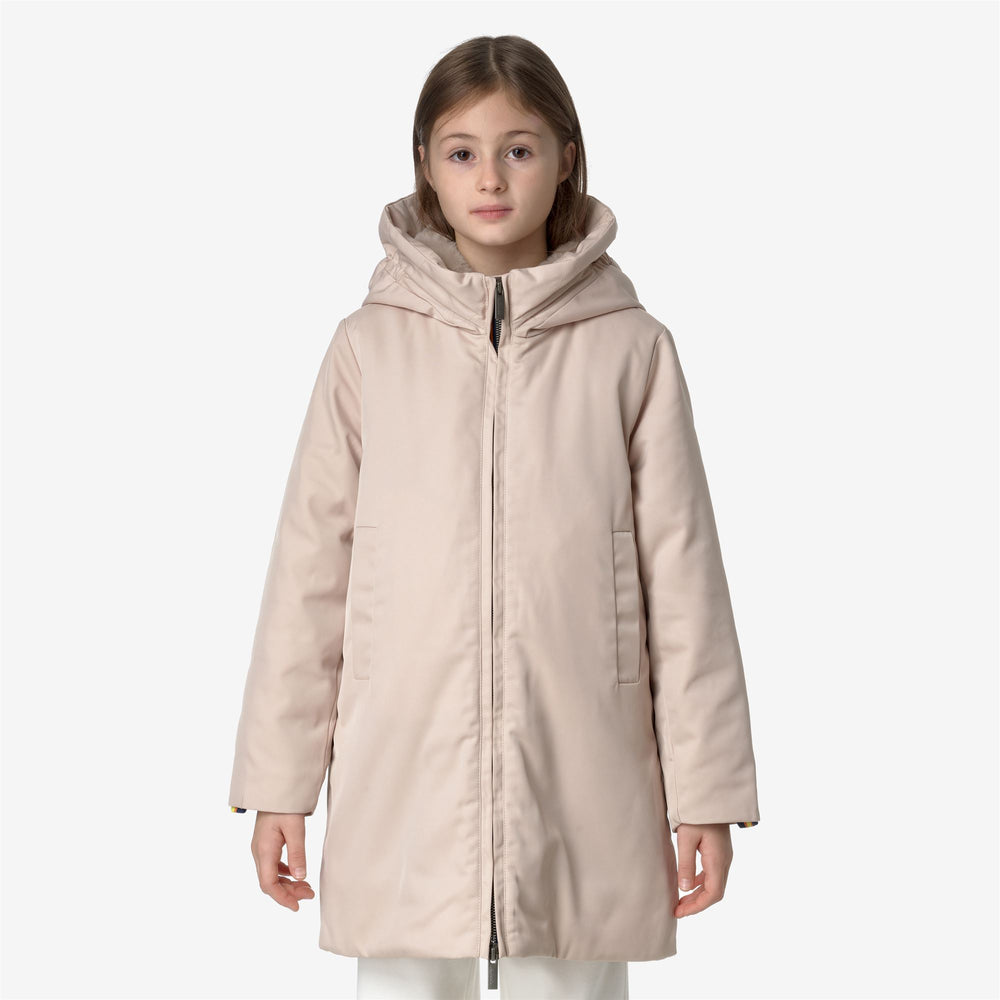 Natural Pink Girl's 3/4 Length City Jacket with Fur Lining 02