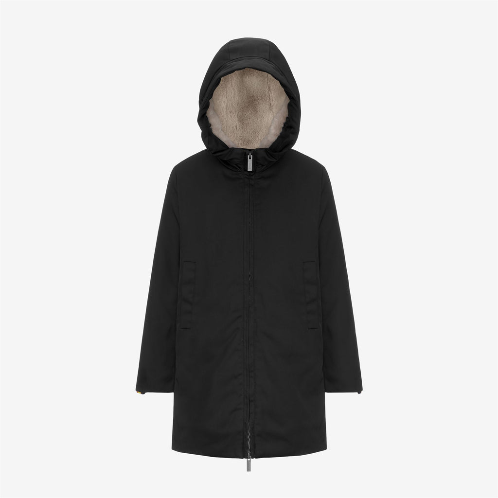 Jackets_GIRL_P. OLLY TWILL FUR_3/4 Length_BLACK PURE-NATURAL - Commercial 1