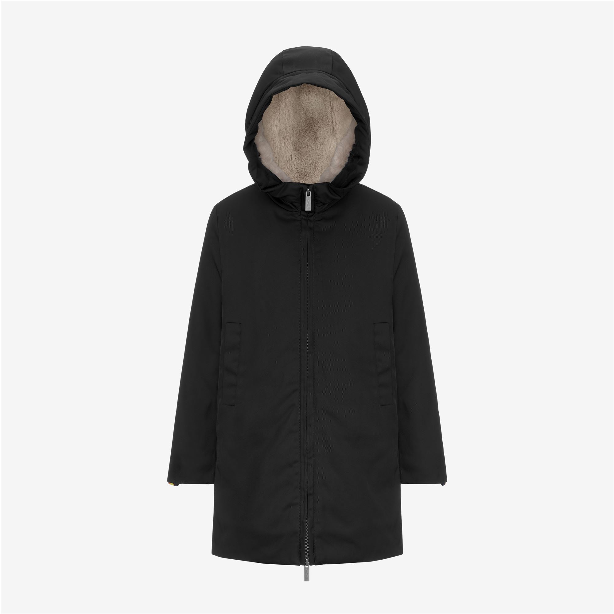 Jackets_GIRL_P. OLLY TWILL FUR_3/4 Length_BLACK PURE-NATURAL - Commercial 1
