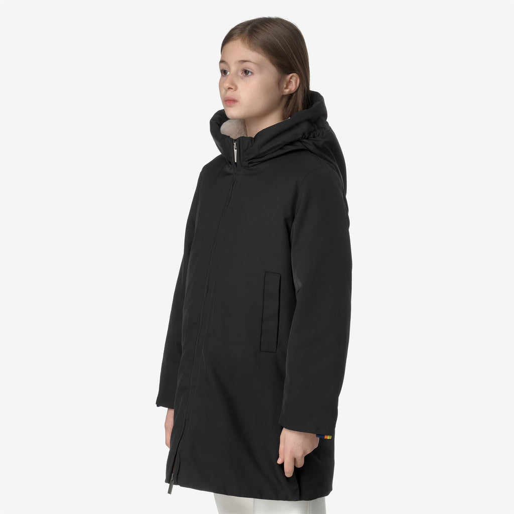 Jackets_GIRL_P. OLLY TWILL FUR_3/4 Length_BLACK PURE-NATURAL - Commercial 5