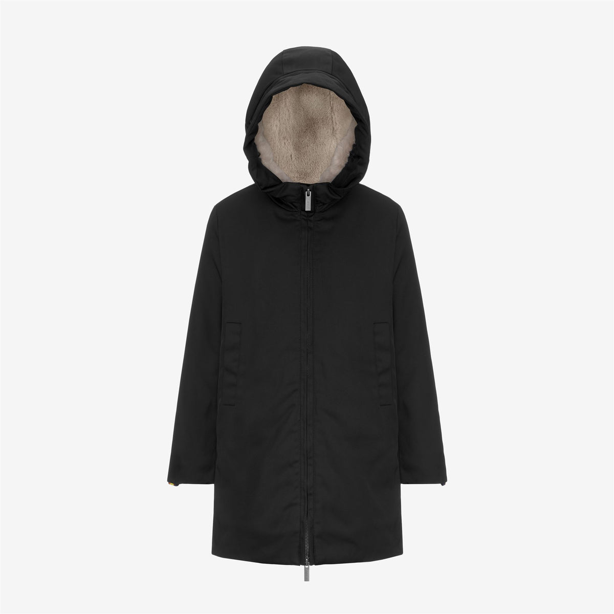 Jackets_GIRL_P. OLLY TWILL FUR_3/4 Length_BLACK PURE-NATURAL - Commercial 1