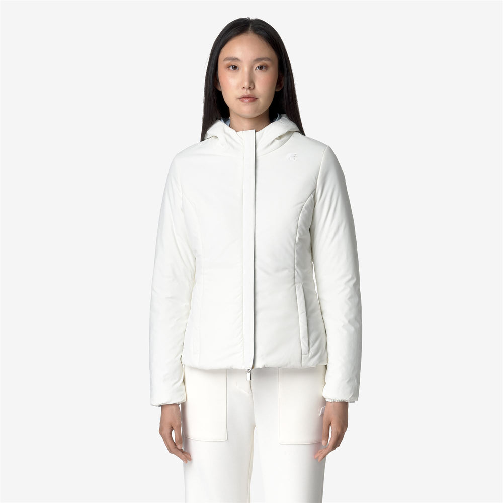 Blue White Women's Reversible Warm Short Jacket with Insulation 02