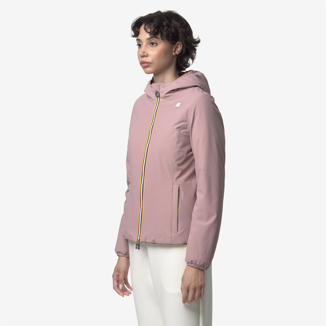 Chaqueta corta reversible para mujer en color marrón rosa con aislamiento main