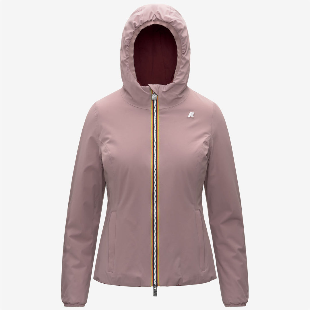 Chaqueta corta reversible para mujer en color marrón rosa con aislamiento 01