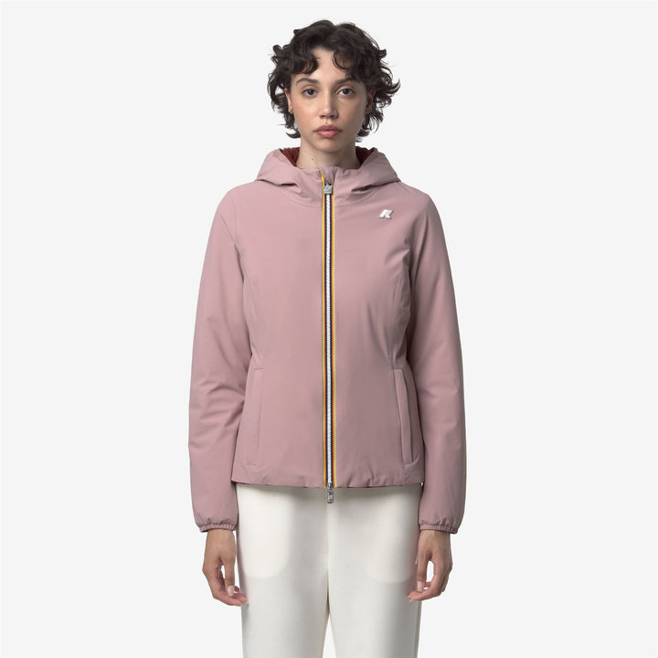 Chaqueta corta reversible para mujer en color marrón rosa con aislamiento 4